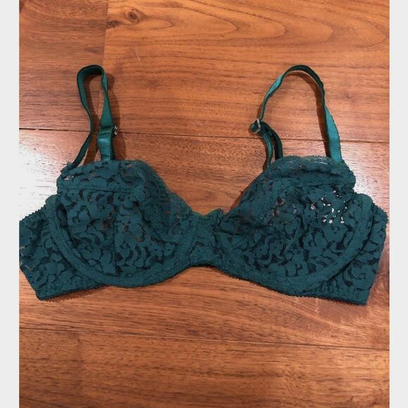 Deborah Marquit Lace Demi Bra Dark Green size 34B - Picture 1 of 6